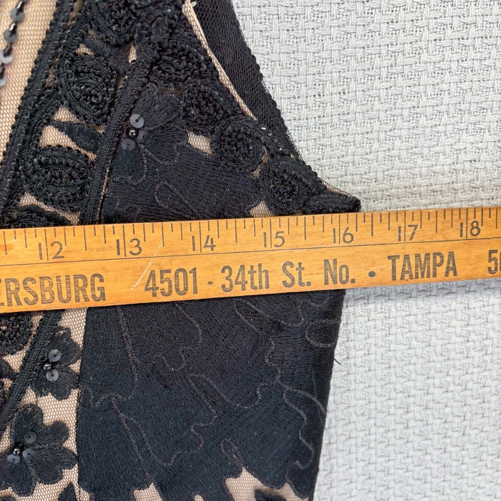 Vtg Sue Wong Black Lace Illusion Beaded Evening Cocktail Dress Sheer Back Small - Picture 11 of 12